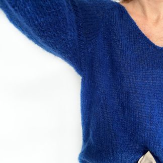 Megztinis THIN off shoulder blue